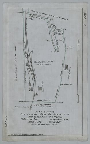 Plan showing Pittsburgh Coal Co.'s surface at Margerum Mine pit mouth