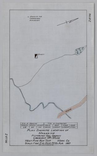 Plan showing location of magazine at Crescent No. 1 Mine of the Pittsburgh Coal Co.