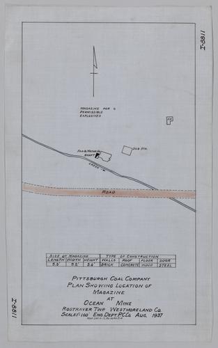 Plan showing location of magazine at Ocean Mine of the Pittsburgh Coal Co.