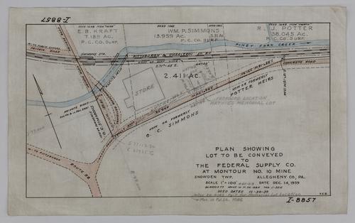 Plan showing lot to be conveyed to the Federal Supply Co. at Montour No. 10 Mine
