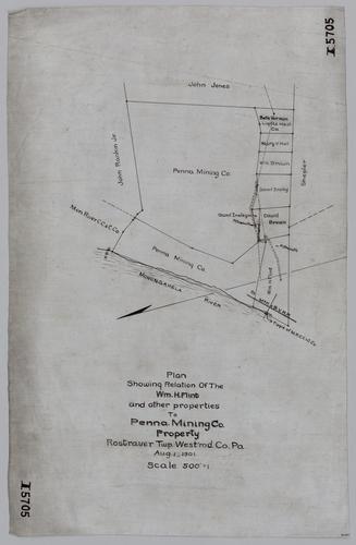 Plan showing relation of the William H. Flint and other properties to Pennsylvania Mining Company property