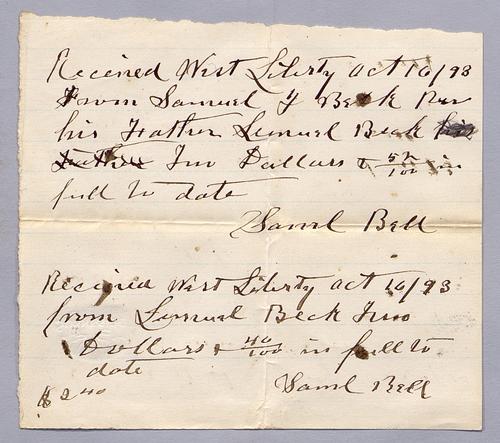 Samuel Beck's receipts