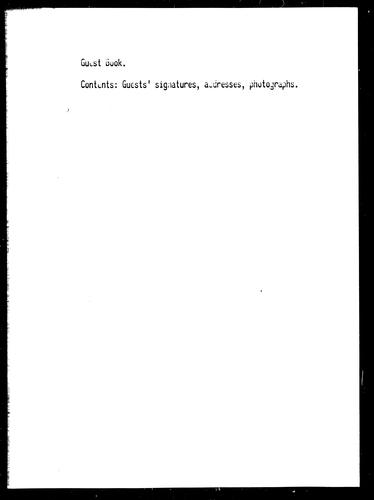 Inaugural Ball, Guest Book