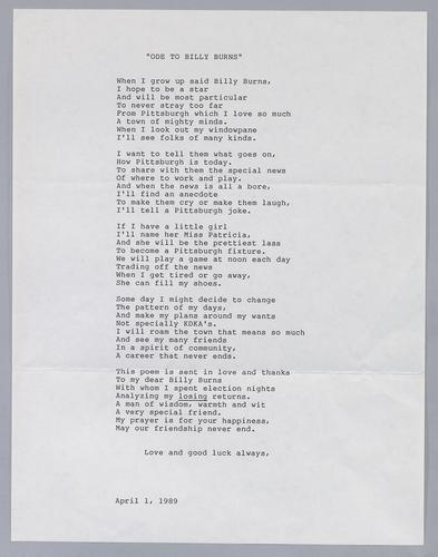 Burns, Billy, "Ode to Billy Burns"