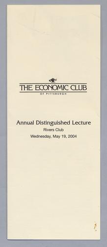 Economic Club of Pittsburgh, "The Opportunities and Challenges Facing Our Region"