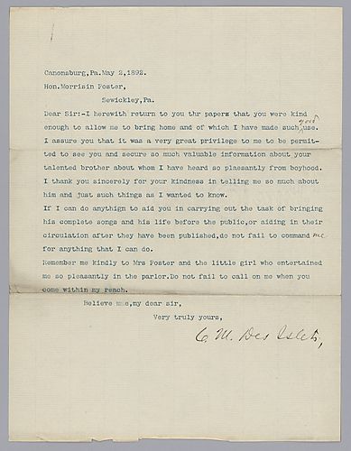 From C.W. Des Islets to Morrison Foster