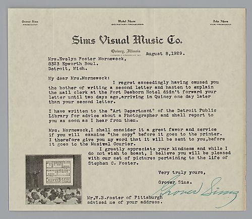 From Grover Sims to Evelyn Foster Morneweck