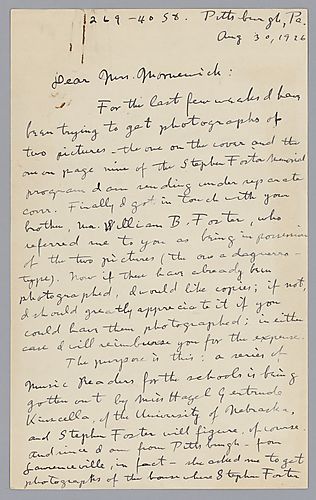 To Evelyn Foster Morneweck from Louis Edgar Johns