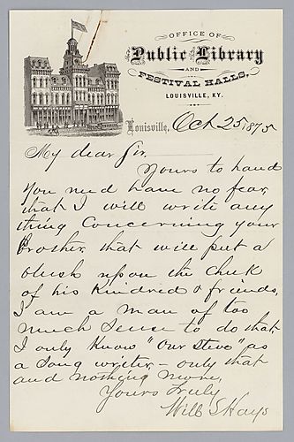 To Morrison Foster from Will S. Hays