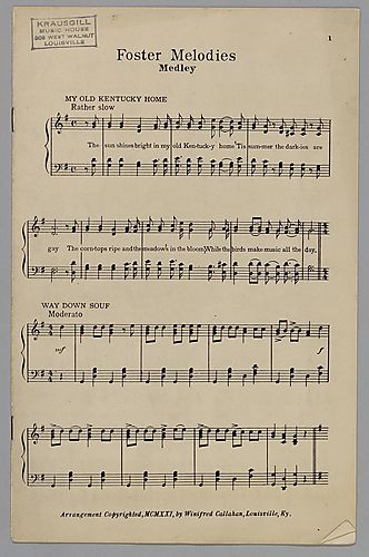 Sheet music for "Foster's Melodies Medley," by Winifred Callahan