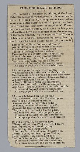 "The Popular Credo" poem by Charles P. Shiras
