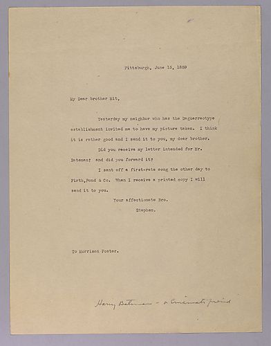 From Stephen Foster to Morrison Foster