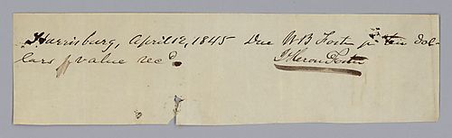 IOU from J. Heron Foster to William B. Foster, Jr., for ten dollars