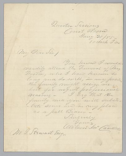 From Wilson McCandless to Mr. J. Stewart