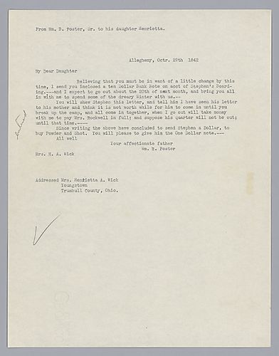 From William B. Foster to Henrietta Thornton (copy)