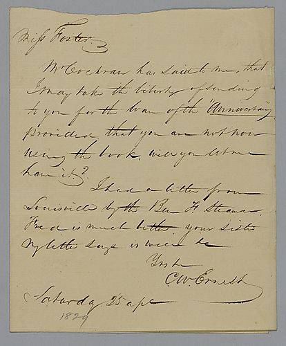 From C.W. Ernest to Charlotte Foster