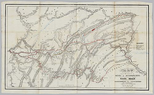 PA railroad survey map Harrisburg to Pittsburgh