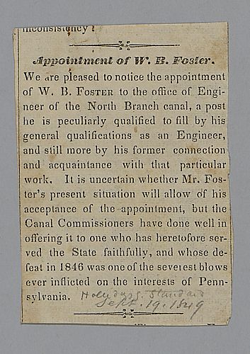 "Appointment of W.B. Foster"