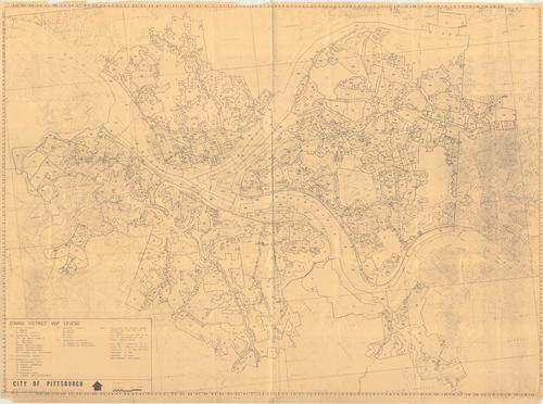 City of Pittsburgh zoning district map, published by the Pittsburgh Dept. of City Planning