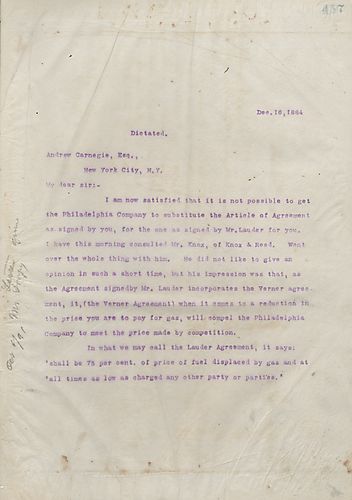 Frick writes Carnegie to extend some advice as to what he should do regarding the Frick Coal Company
