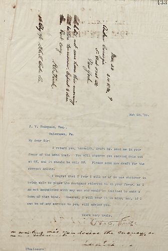 Frick wires Carnegie that he did not come home this morning but expects to close