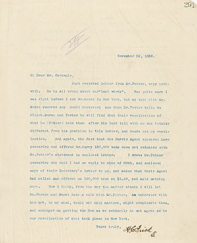 Frick writes about a conflict involving Mr. Potter