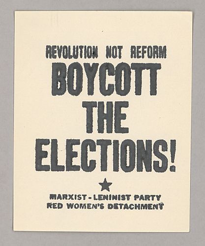 "Boycott the Elections!" Marxist-Lenist Party Red Women's Detachment