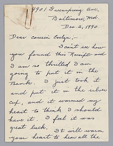 Letter from Julie McIlvaine to Evelyn Morneweck