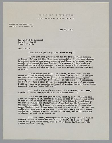 Letter from Fletcher Hodges, Jr., to Evelyn Morneweck