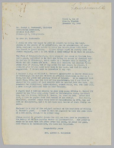 Letter from Evelyn Morneweck to Joseph Borkowski