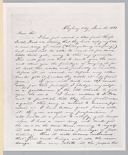 From Mrs. Esten Cooke to Stephen Foster