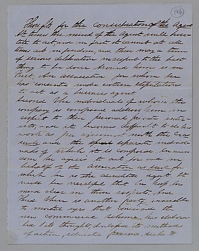 "Thoughts for the Consideration of the Agent," by J. M. Spear