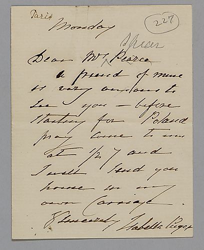 Isabelle Priget to Mr. Pearce