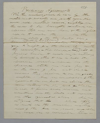 "Business Agreement," by J. M. Spear, ca. 1864