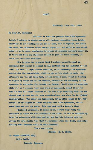 Frick writes on making the Iron Clad Agreement more legally binding
