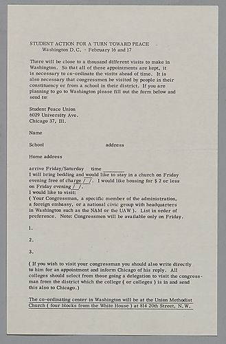 "Student Action For a Turn Toward Peace" Flyer