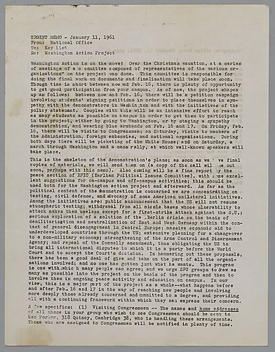 "Washington Action Project" Memo