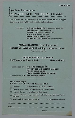 Student Institute on Non-Violence and Social Change Meeting Flyer