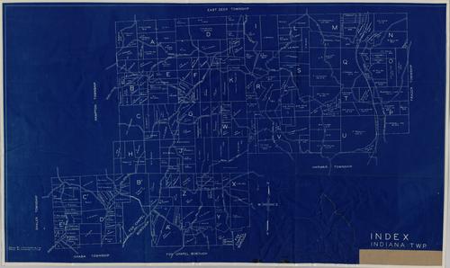 Indiana Township index map, drawn by J. Schutzman and traced by H. C. McKee