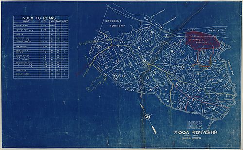 Moon Township index map, drawn by J. Sandulak and traced by G. Gloekler