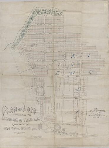 Plan of lots situated in the Borough of Verona, laid out by Col. William Phillips
