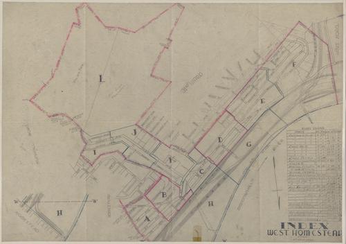 West Homestead index map, drawn by J. Schutzman