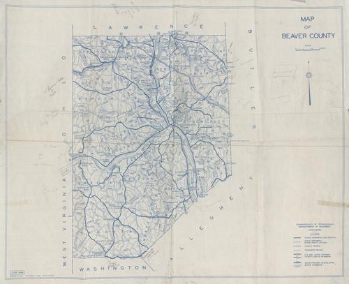 Map of Beaver County, prepared by the Pennsylvania Department of Highways