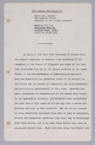 Major Hal. Bazley, Manager of the County Airport