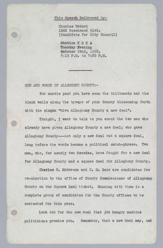 Charles Notari, Candidate for City Council