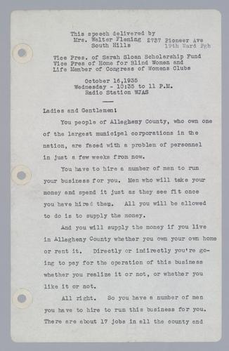 Mrs. Walter Fleming, Vice President of Home for Blind Women