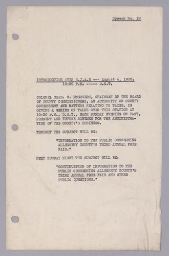 #18: Information to the Public Concerning Allegheny County's Third Annual Free Fair, Part 3