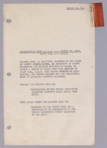 #21: Information to the Public Concerning Allegheny County's Third Annual Free Fair, Part 6
