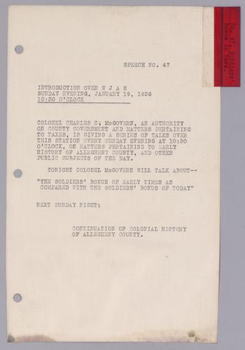 #47: The Soldiers' Bonus of Early Times as Compared with the Soldiers' Bonus of Today