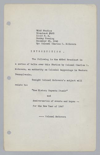 #493: Anniversaries of Events and Hopes for the New Year of 1947